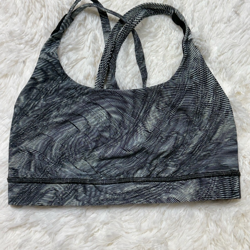 Lululemon Women's Black and Gray Sports Bra size 4